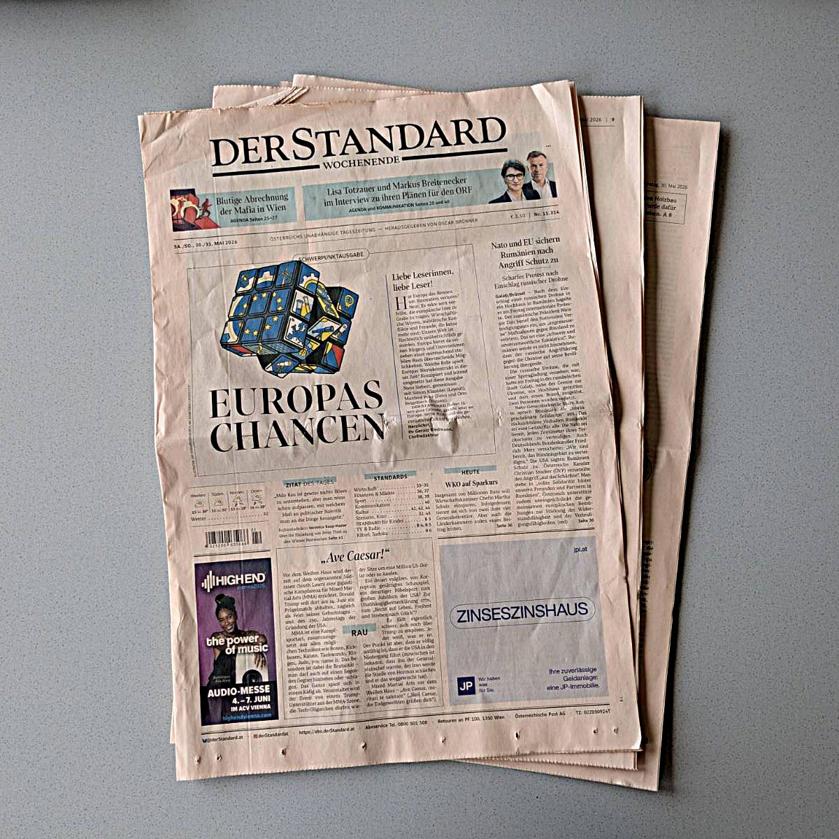 Titelseite Der Standard, 30. Mai 2026